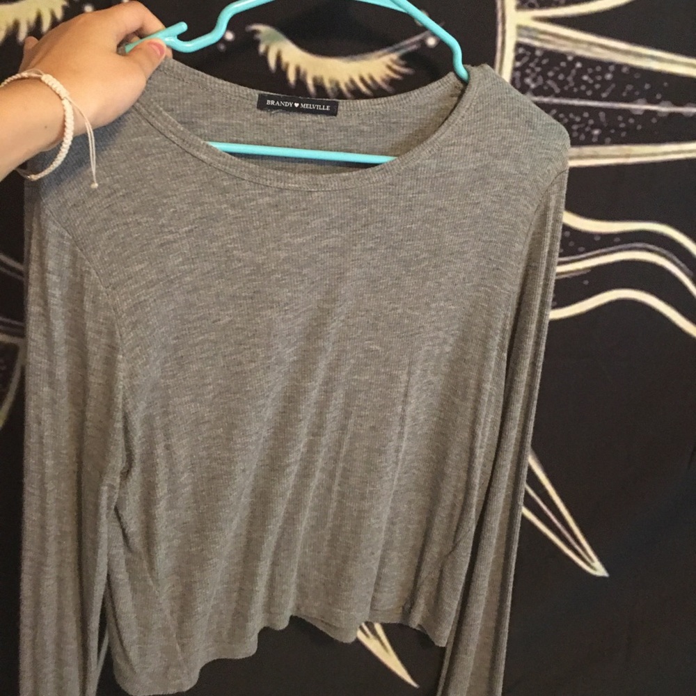 brandy melville super simple grey sweater top
